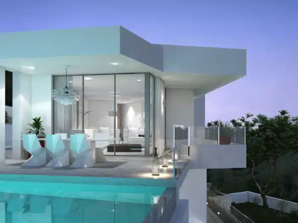 Infinity pool and terrace of new-build villa in Moraira