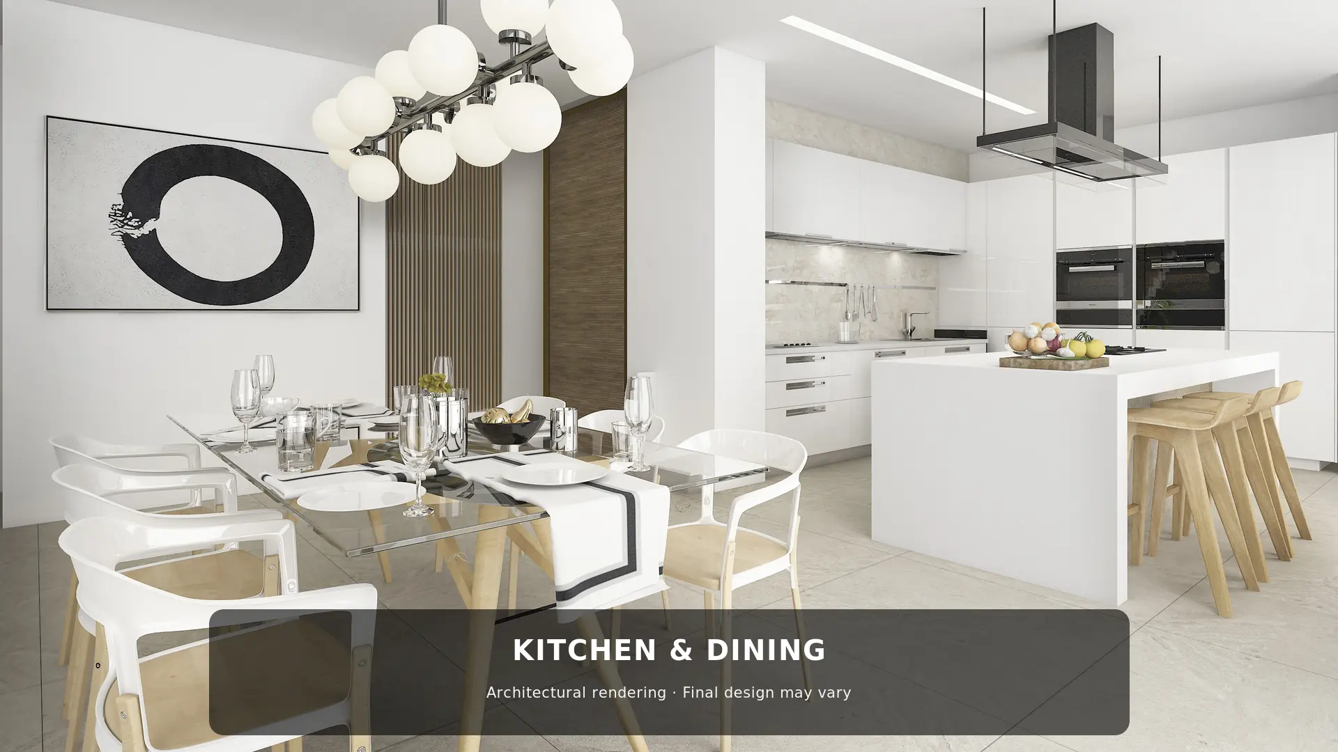 Kitchen and dining area of new-build villa in Benitachell